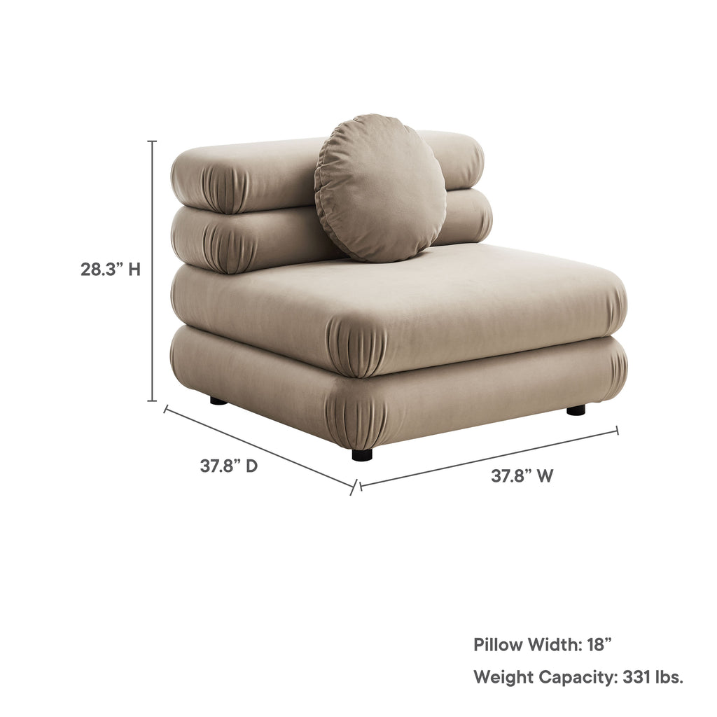 Jubilee Modular Performance Velvet Armless Chair - Taupe