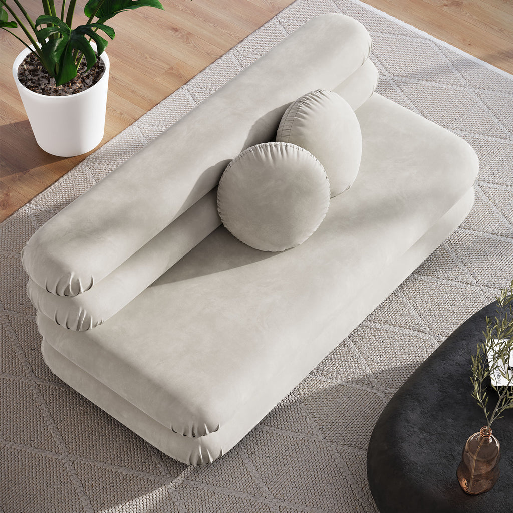 Jubilee Modular Performance Velvet Armless Loveseat - Almond