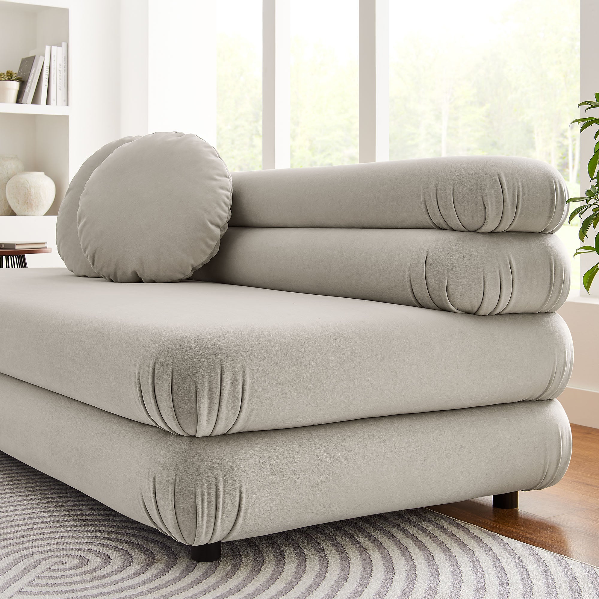 Jubilee Modular Performance Velvet Armless Loveseat - Almond