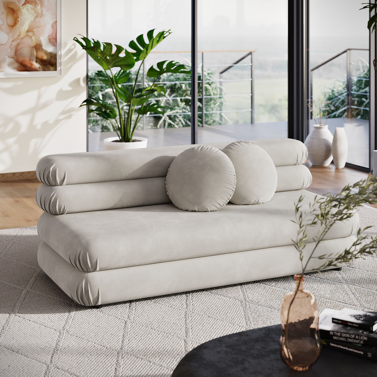 Jubilee Modular Performance Velvet Armless Loveseat - Almond