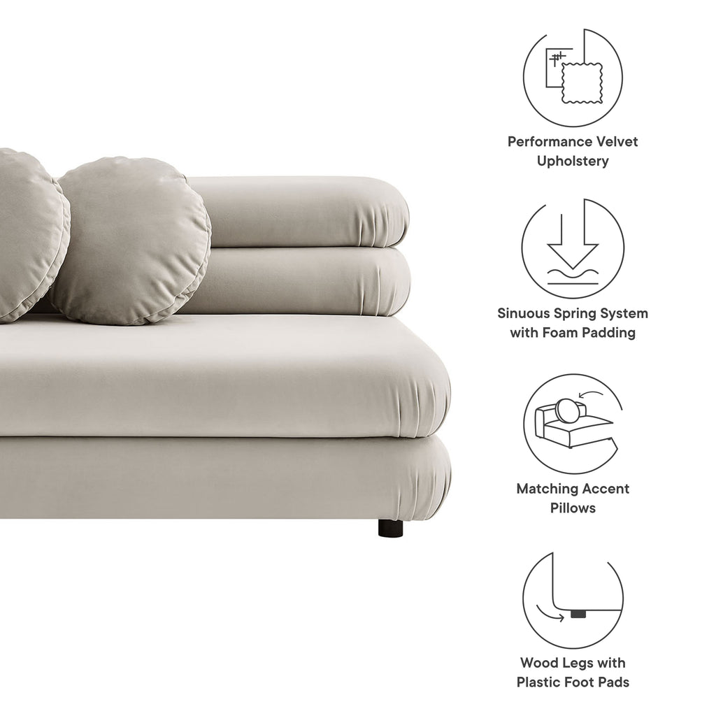 Jubilee Modular Performance Velvet Armless Loveseat - Almond