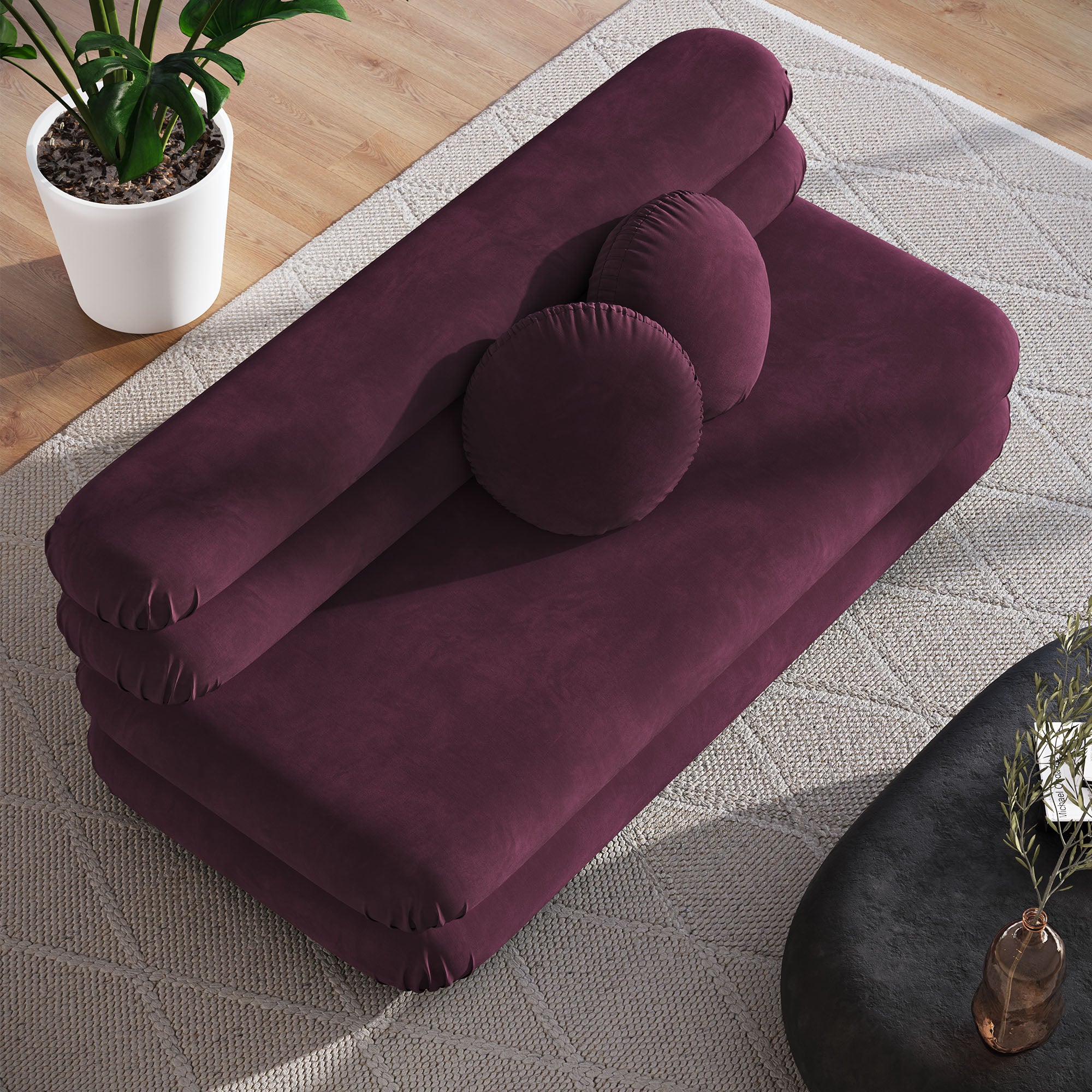 Jubilee Modular Performance Velvet Armless Loveseat - Mulberry
