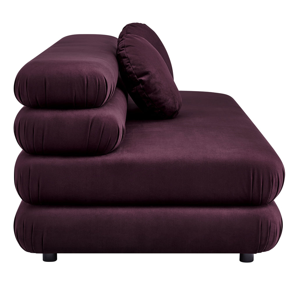 Jubilee Modular Performance Velvet Armless Loveseat - Mulberry