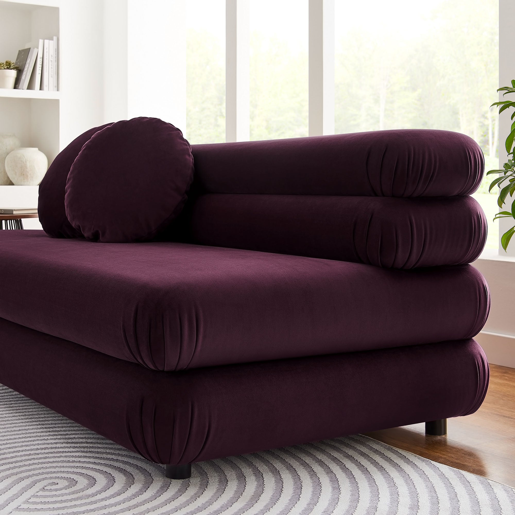 Jubilee Modular Performance Velvet Armless Loveseat - Mulberry