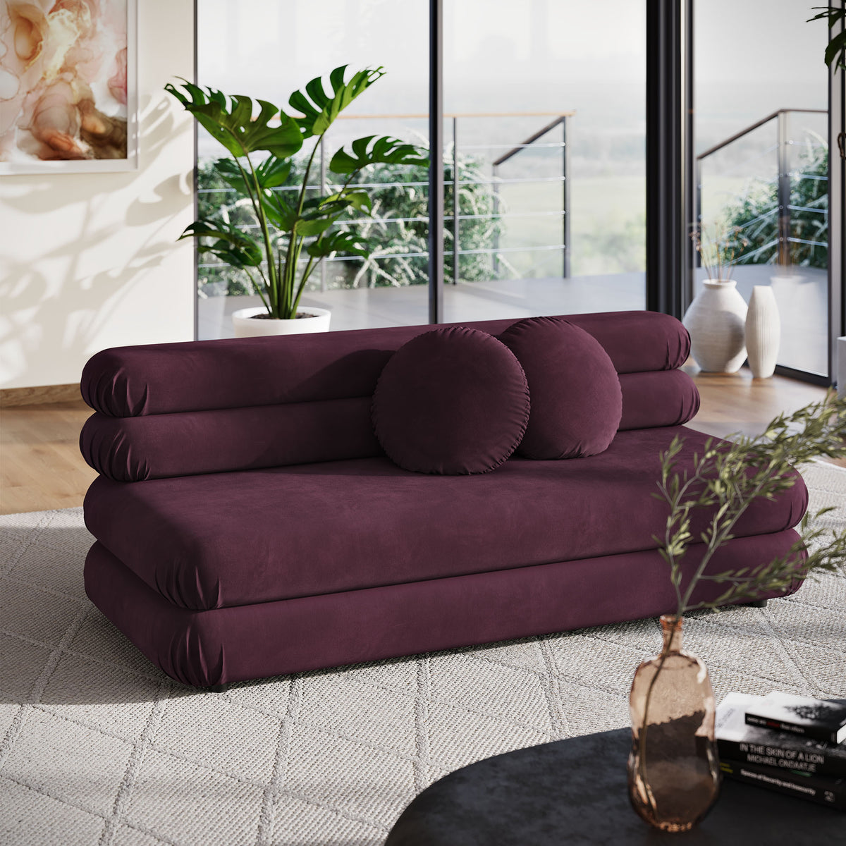 Jubilee Modular Performance Velvet Armless Loveseat - Mulberry