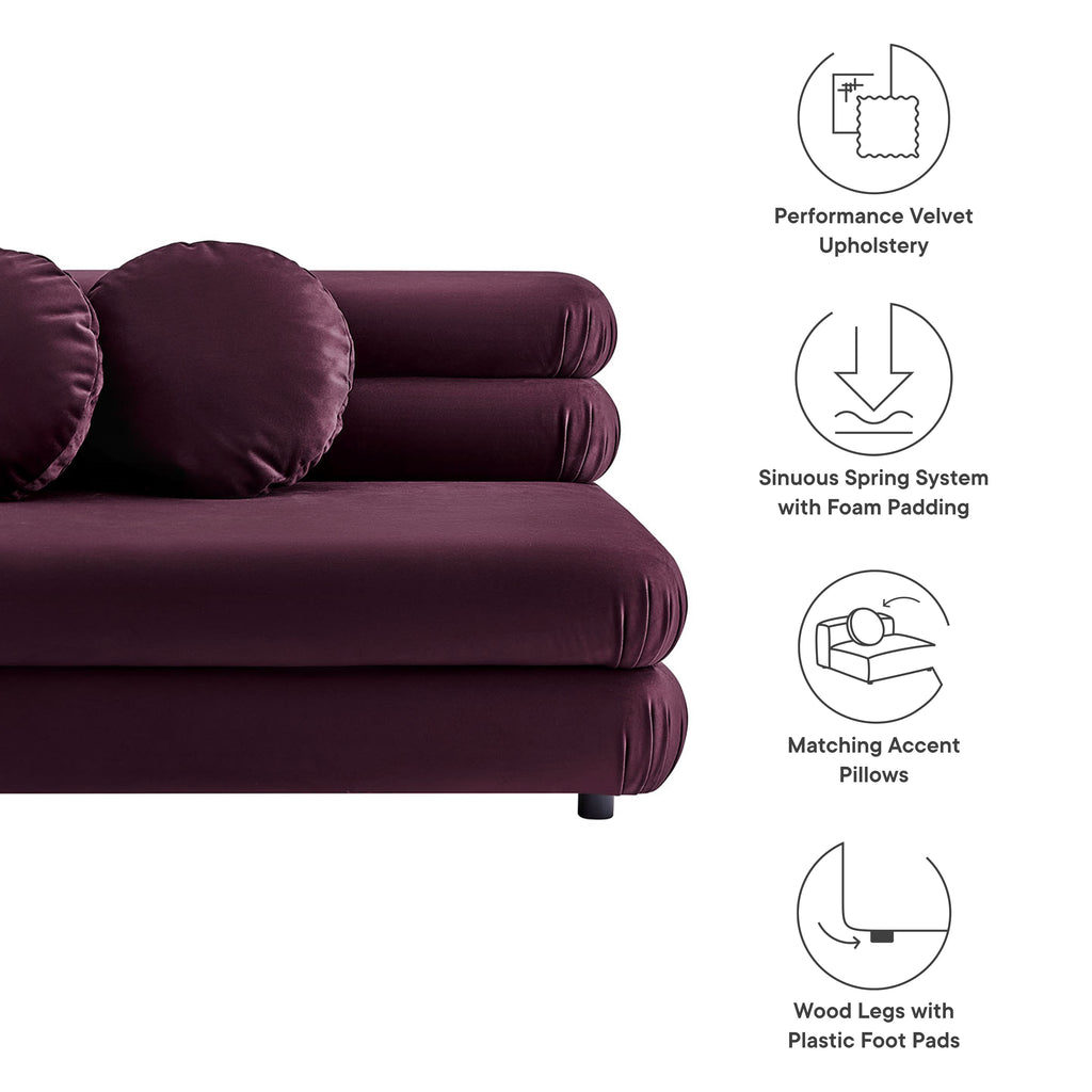 Jubilee Modular Performance Velvet Armless Loveseat - Mulberry