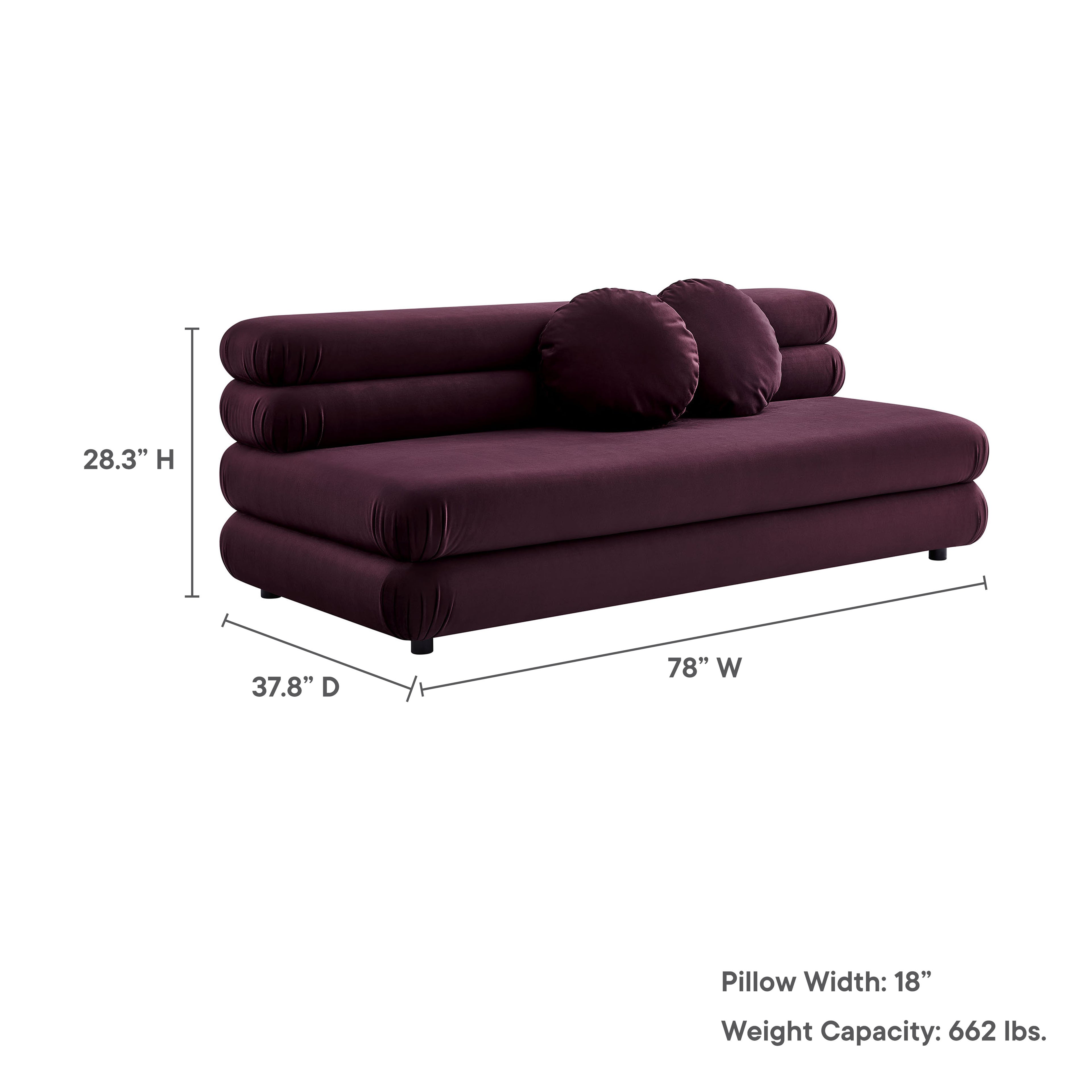 Jubilee Modular Performance Velvet Armless Loveseat - Mulberry