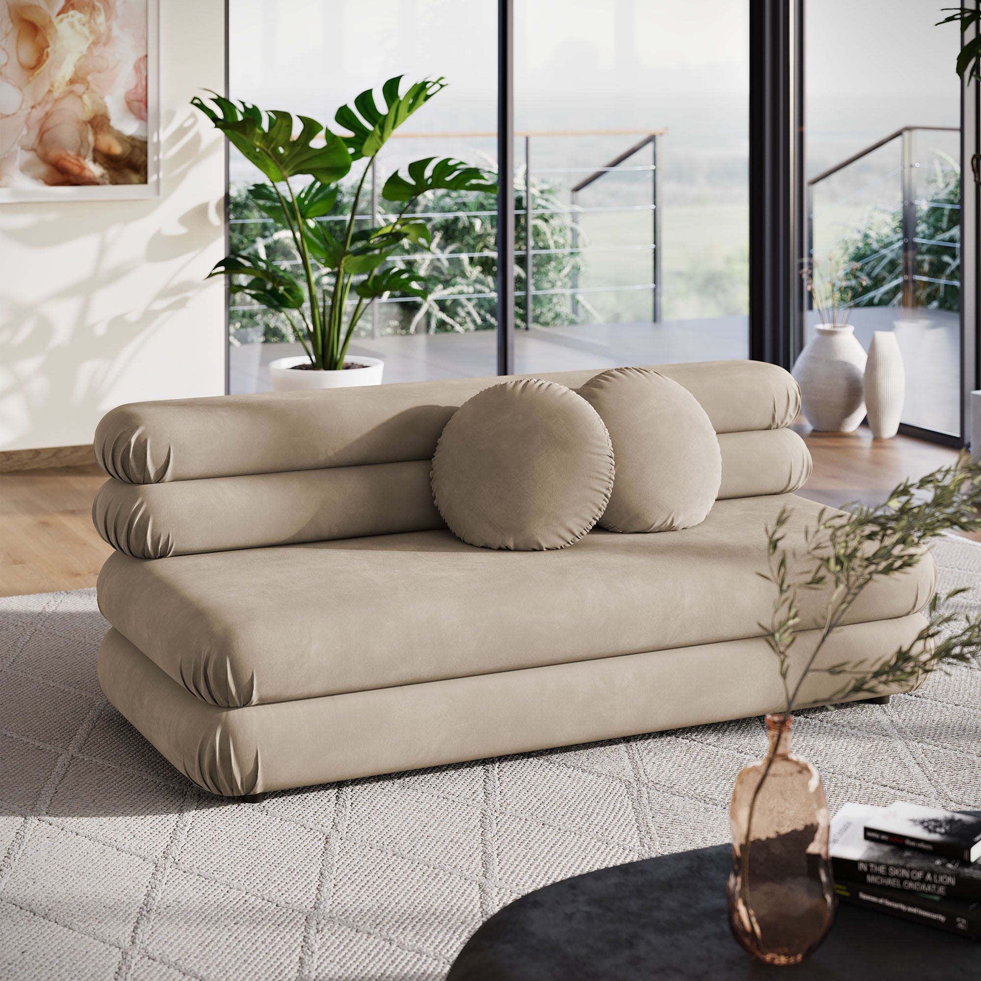 Jubilee Modular Performance Velvet Armless Loveseat - Taupe