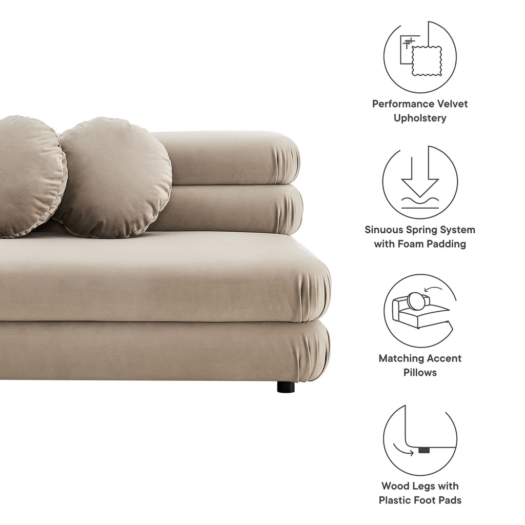 Jubilee Modular Performance Velvet Armless Loveseat - Taupe