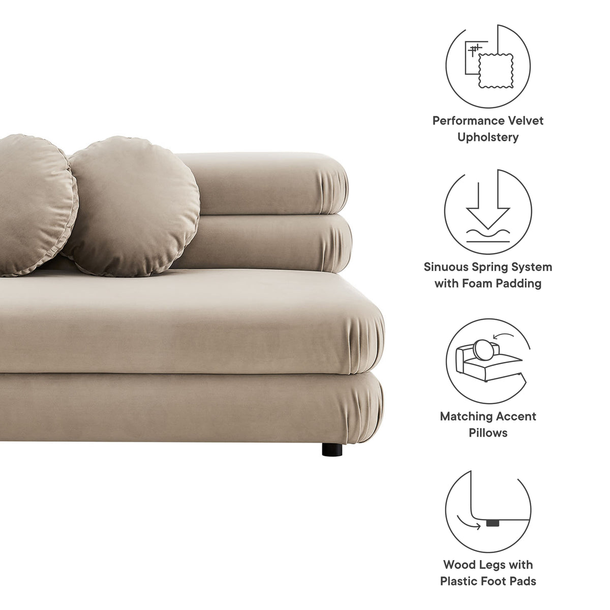 Jubilee Modular Performance Velvet Armless Loveseat - Taupe