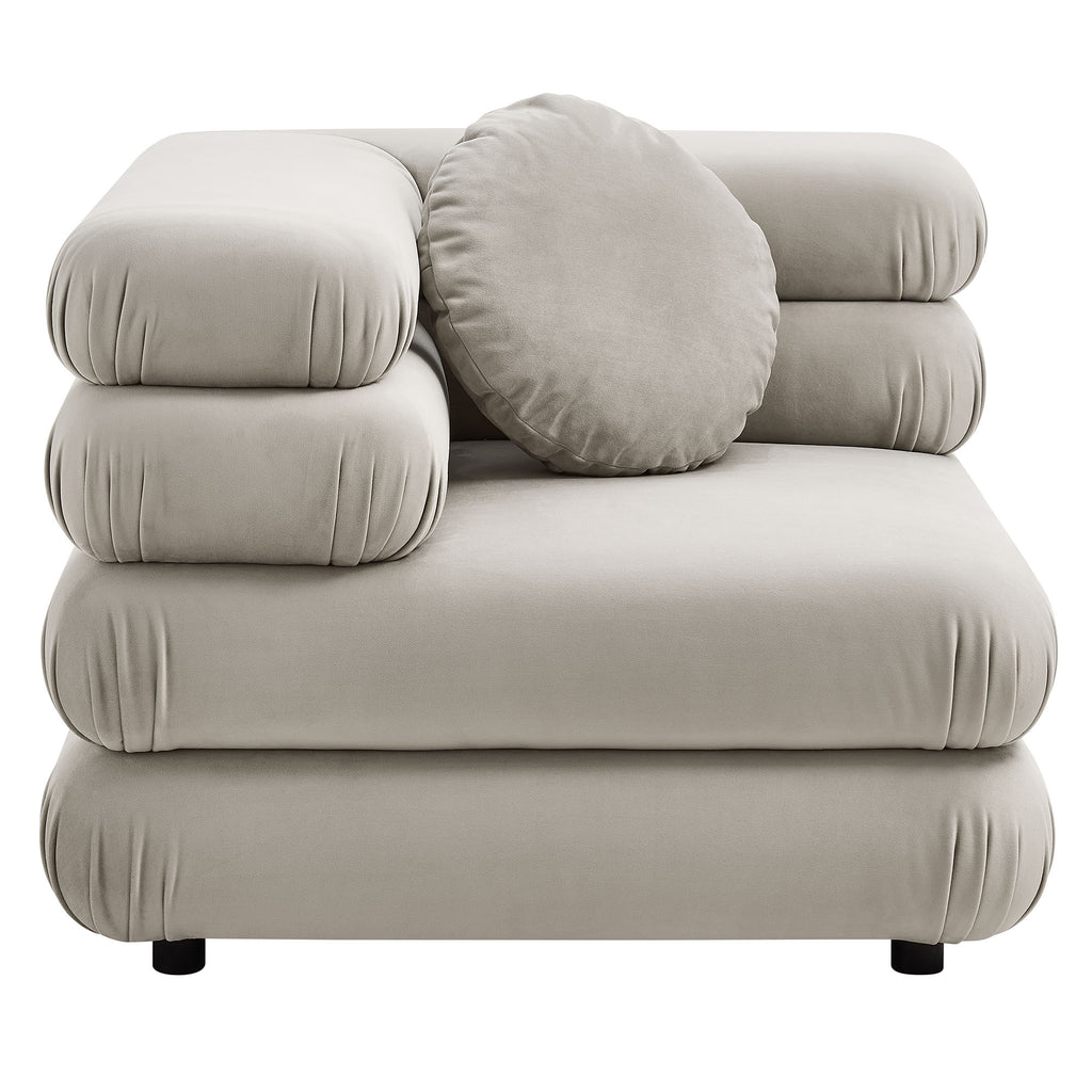 Jubilee 5-Piece Modular Performance Velvet Sectional Sofa - Almond
