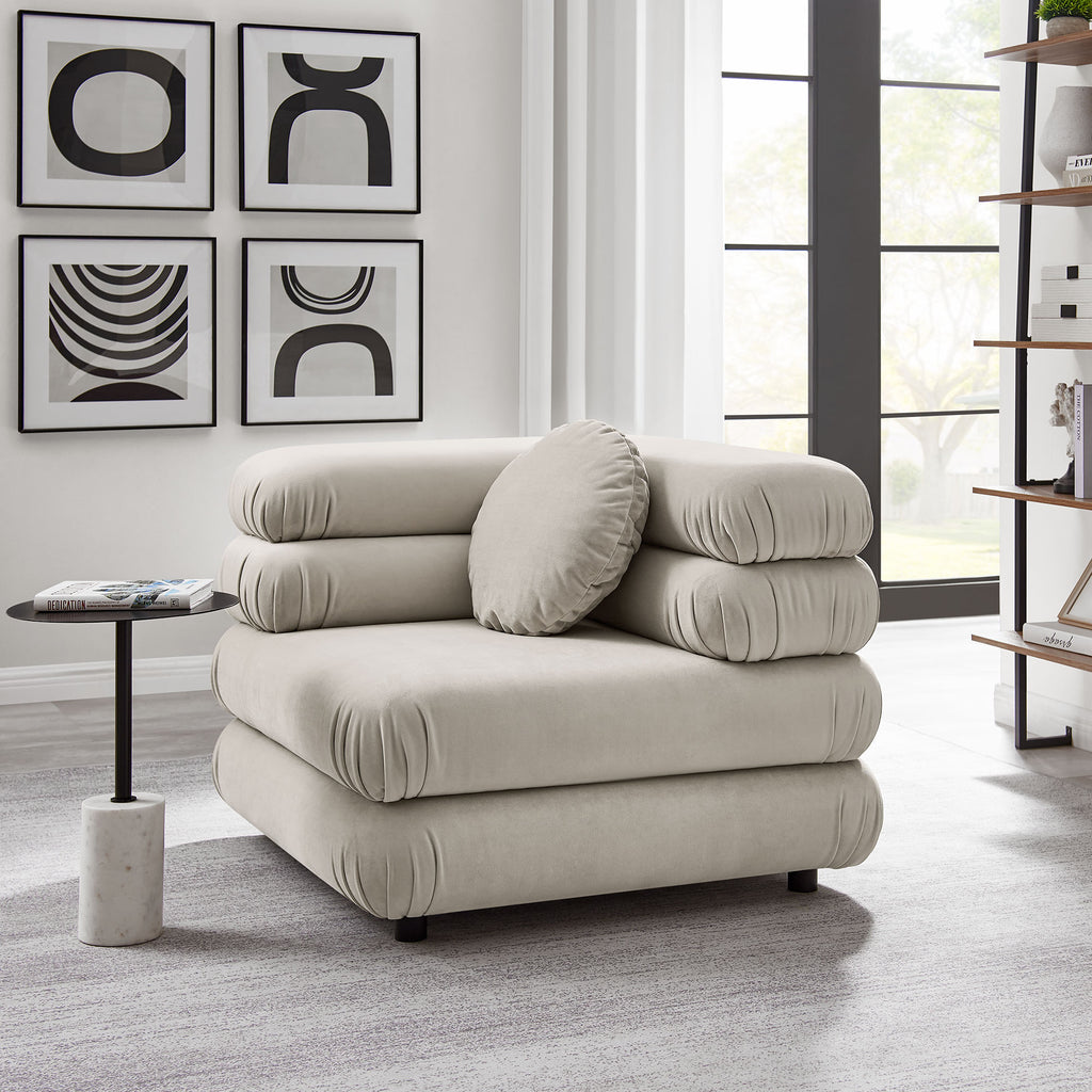 Jubilee Modular Performance Velvet Corner Chair - Almond