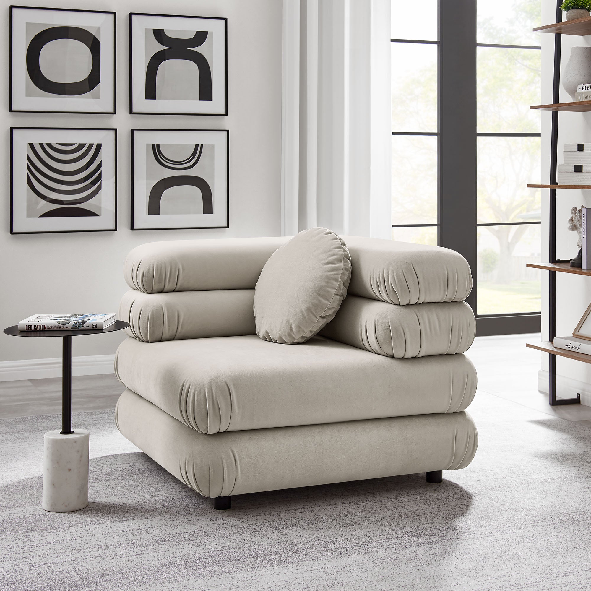 Jubilee Modular Performance Velvet Corner Chair - Almond