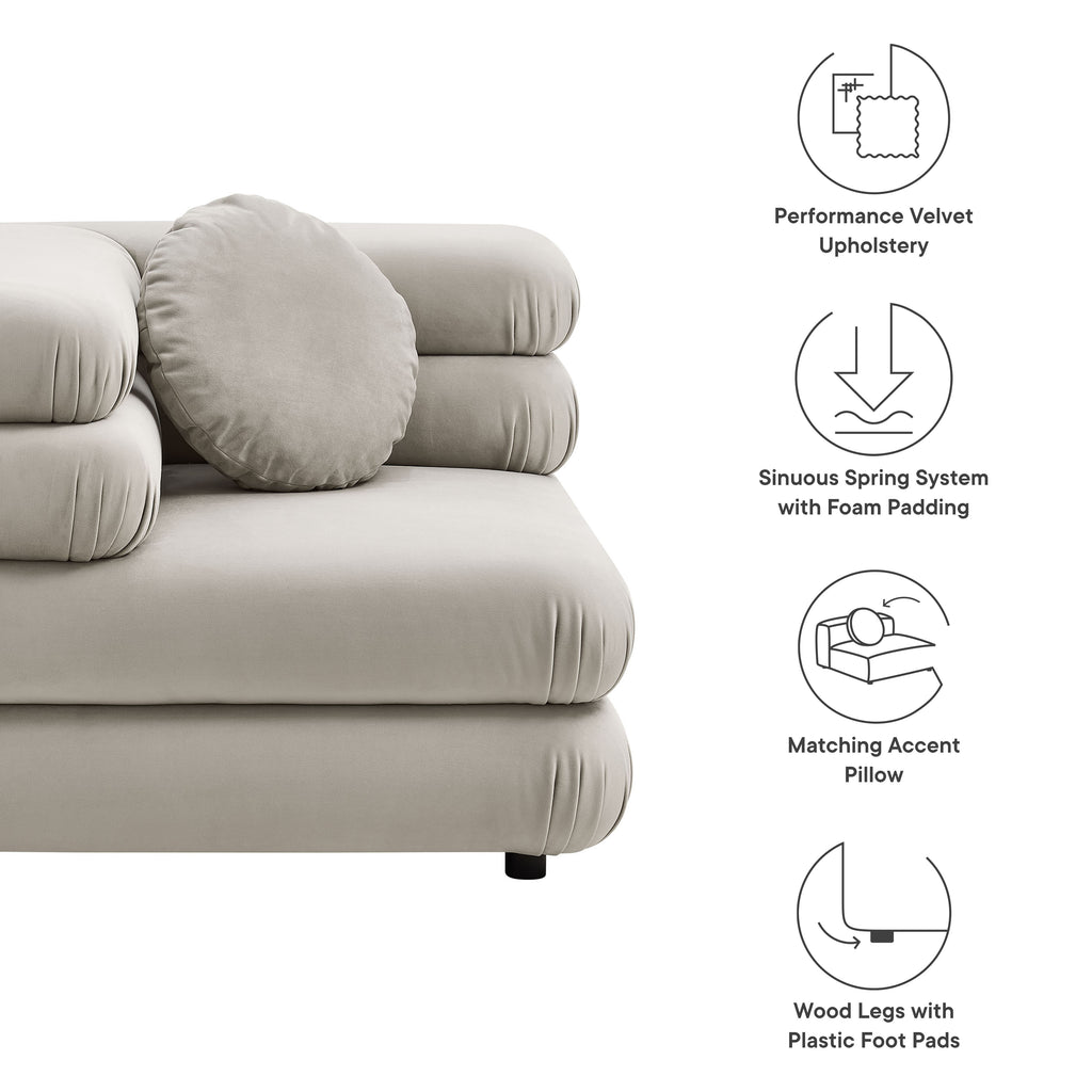 Jubilee Modular Performance Velvet Corner Chair - Almond