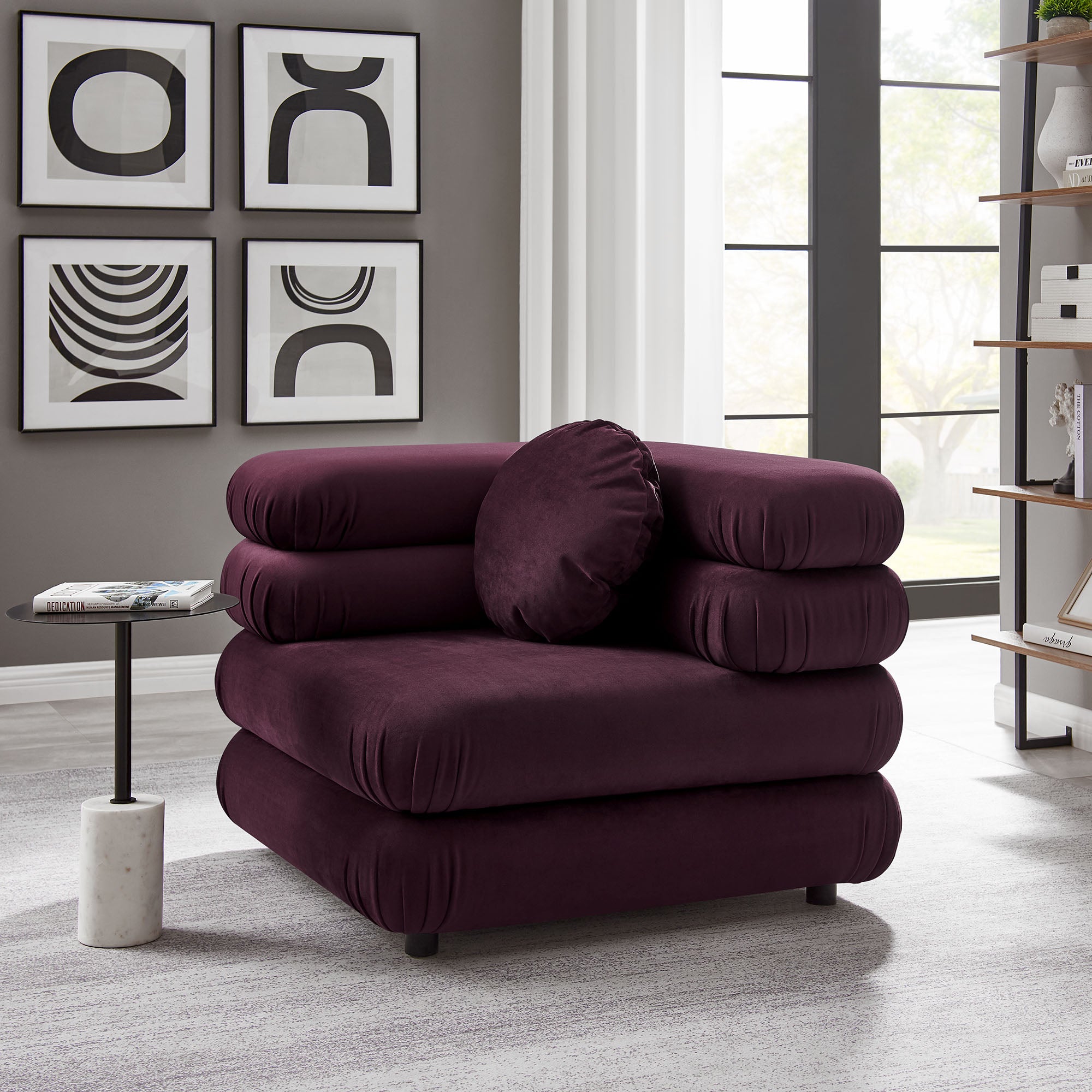 Jubilee Modular Performance Velvet Corner Chair - Mulberry