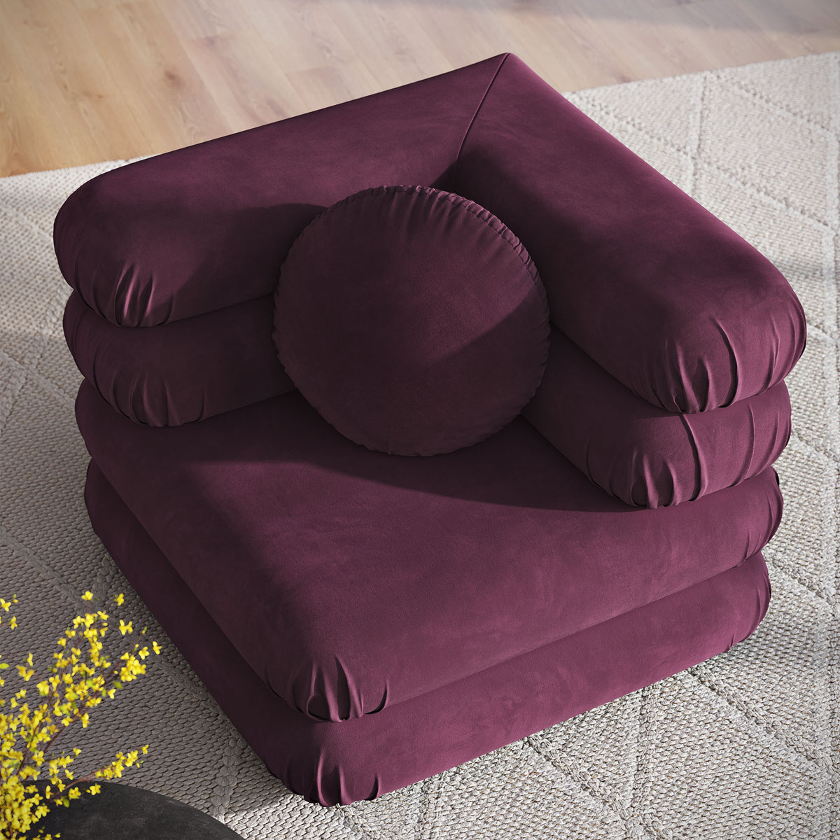 Jubilee Modular Performance Velvet Corner Chair - Mulberry