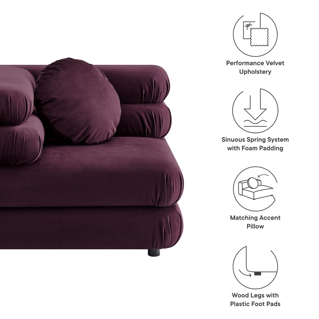 Jubilee Modular Performance Velvet Corner Chair - Mulberry