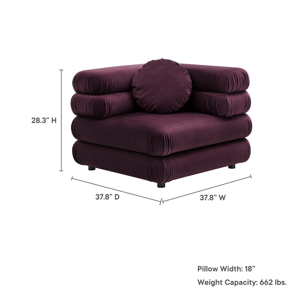 Jubilee Modular Performance Velvet Corner Chair - Mulberry