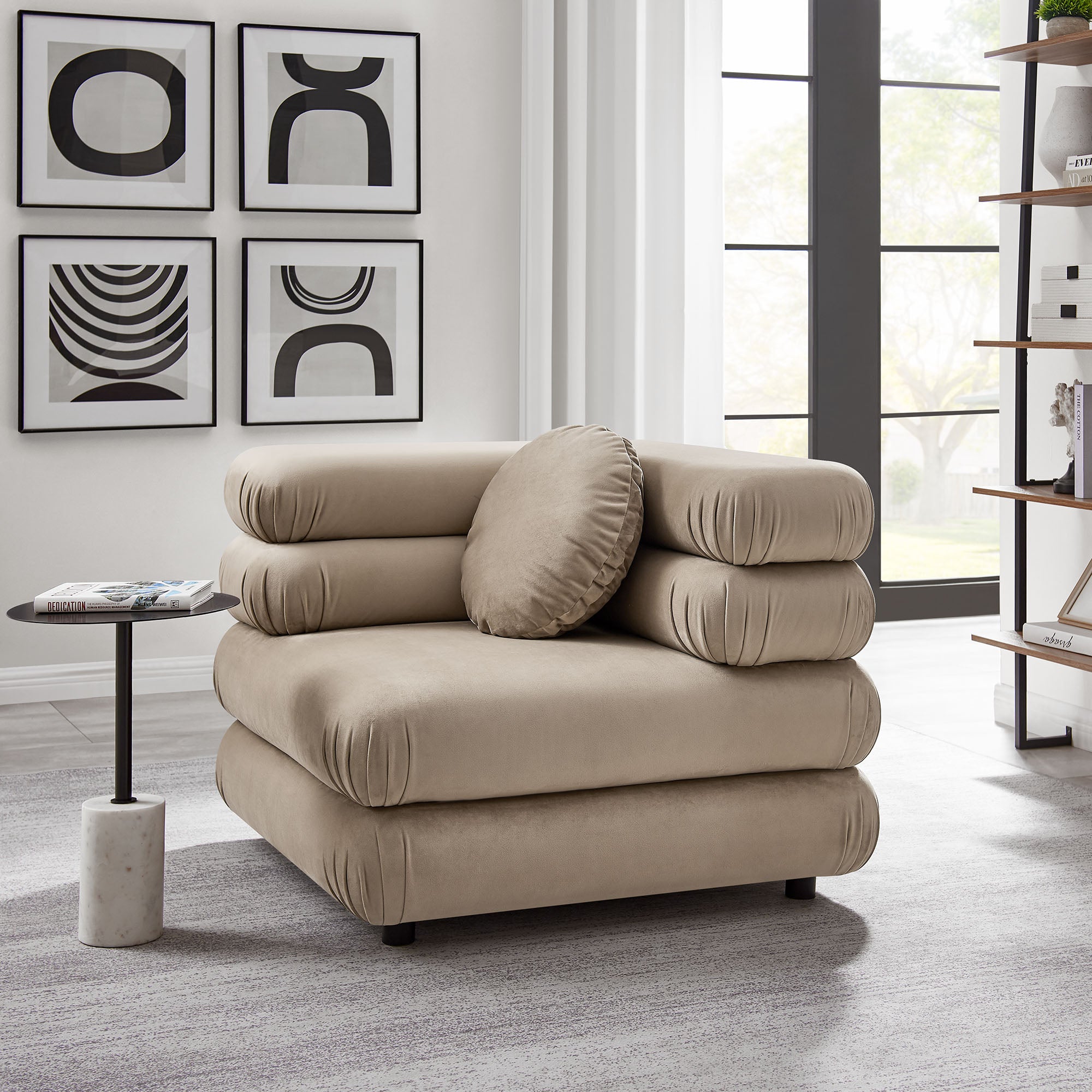 Jubilee Modular Performance Velvet Corner Chair - Taupe