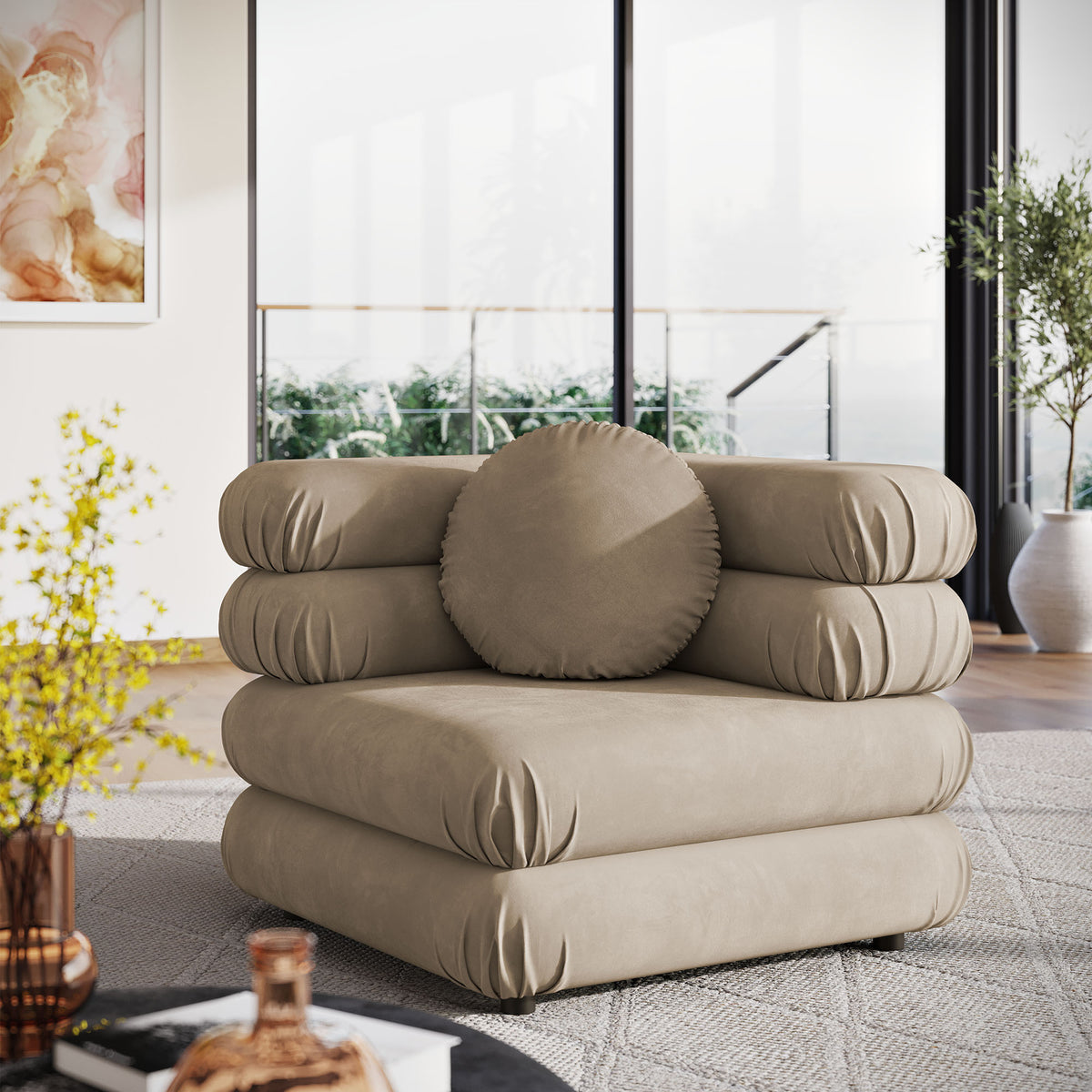 Jubilee Modular Performance Velvet Corner Chair - Taupe