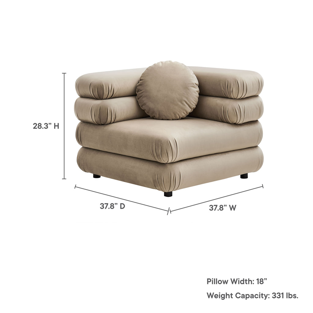 Jubilee Modular Performance Velvet Corner Chair - Taupe