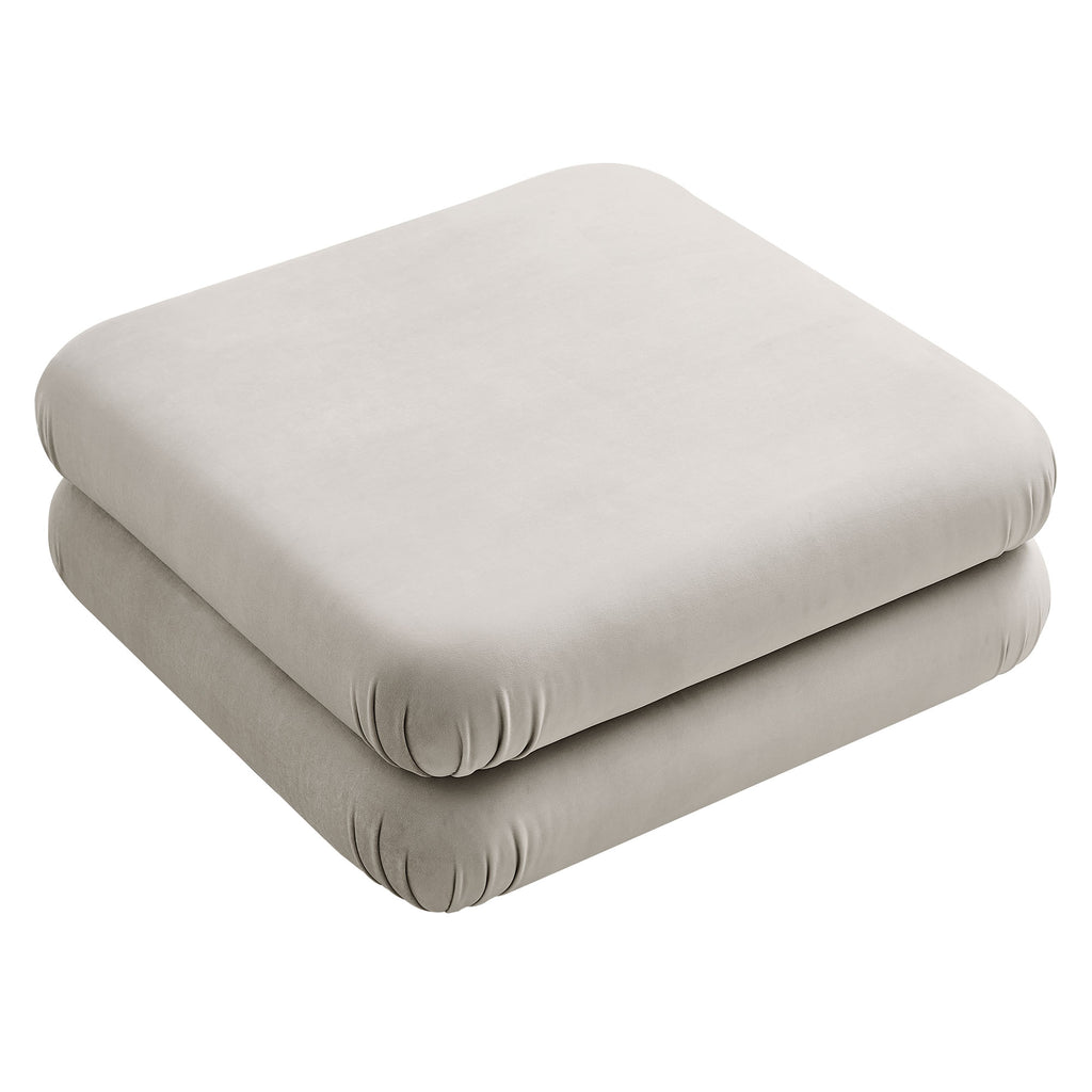 Jubilee Modular Performance Velvet Ottoman - Almond