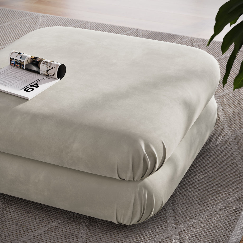 Jubilee Modular Performance Velvet Ottoman - Almond