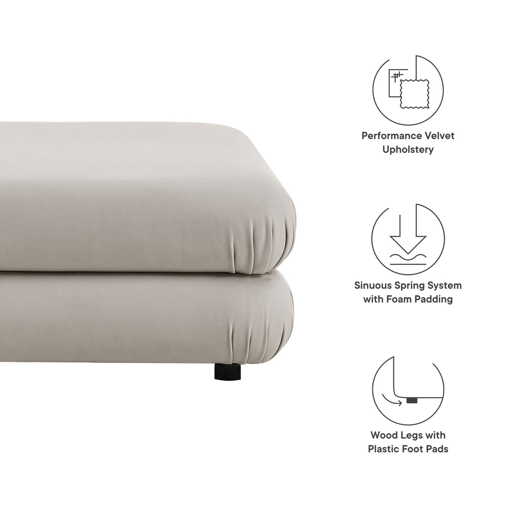 Jubilee Modular Performance Velvet Ottoman - Almond