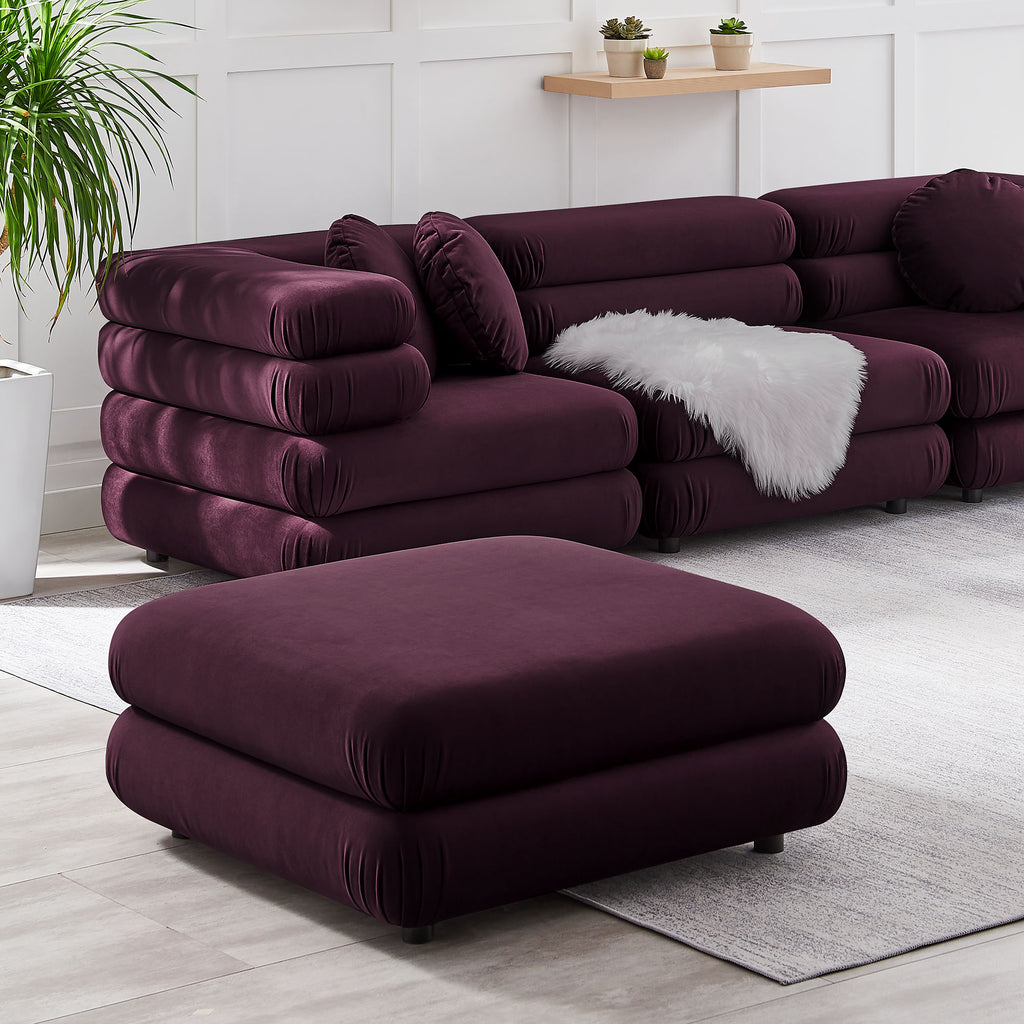 Jubilee Modular Performance Velvet Ottoman - Mulberry