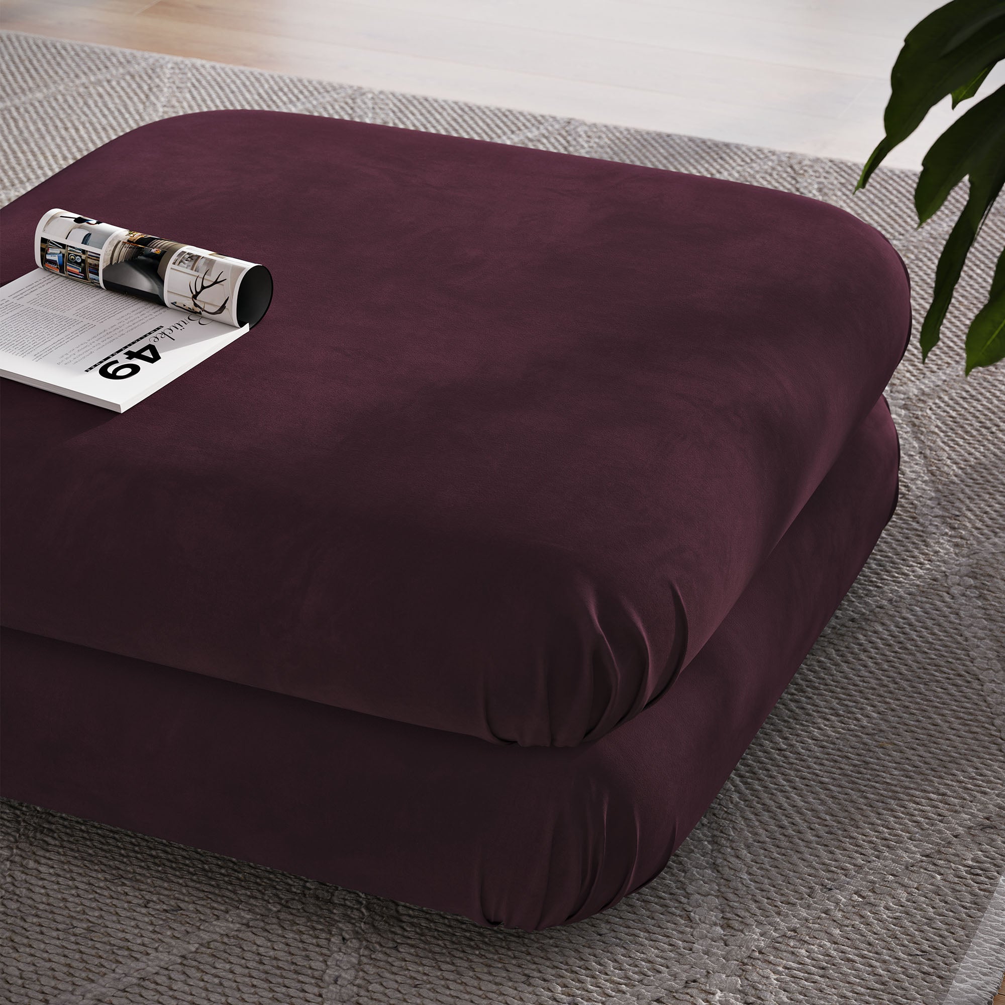 Jubilee Modular Performance Velvet Ottoman - Mulberry