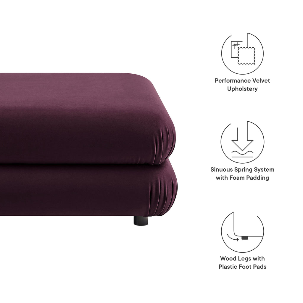 Jubilee Modular Performance Velvet Ottoman - Mulberry