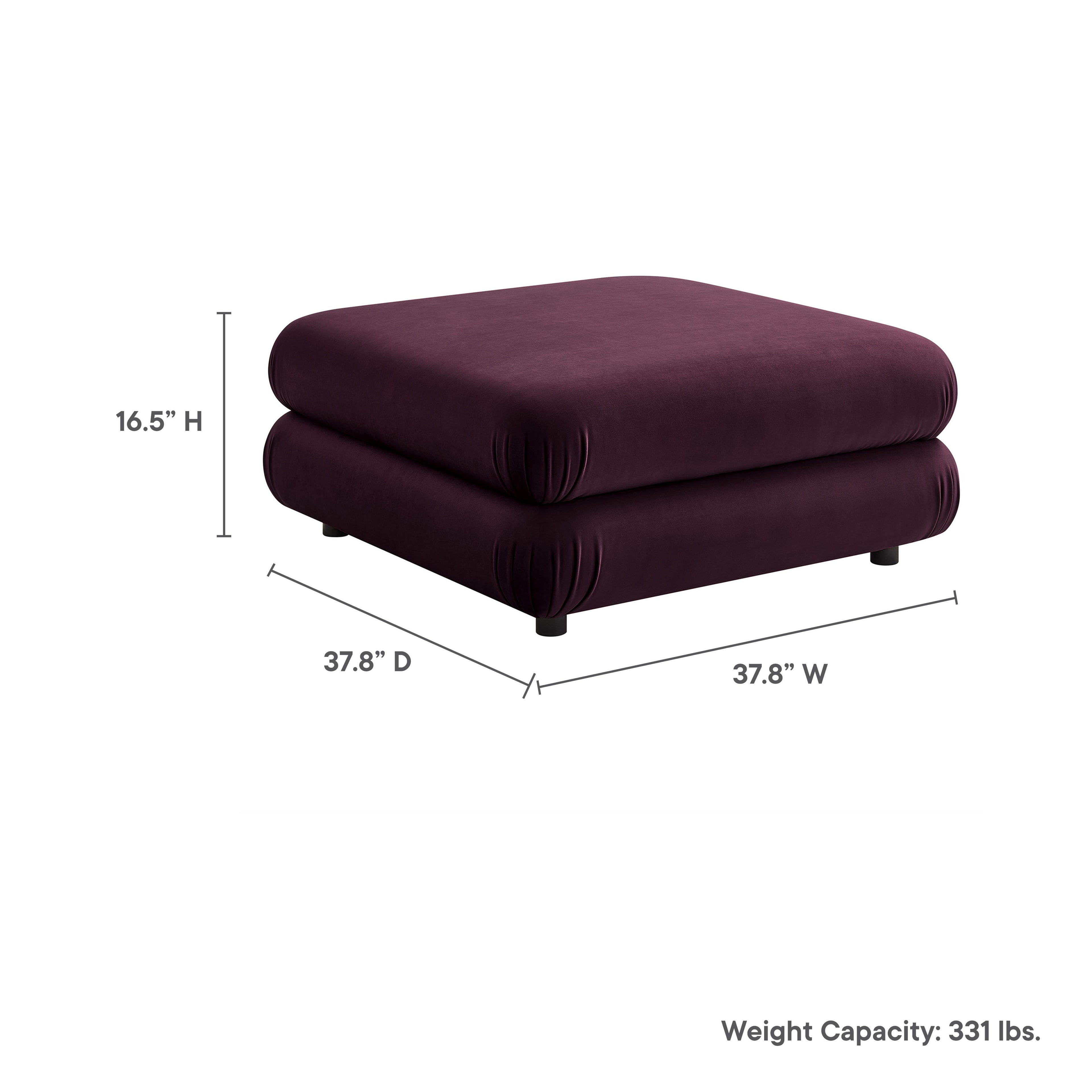 Jubilee Modular Performance Velvet Ottoman - Mulberry