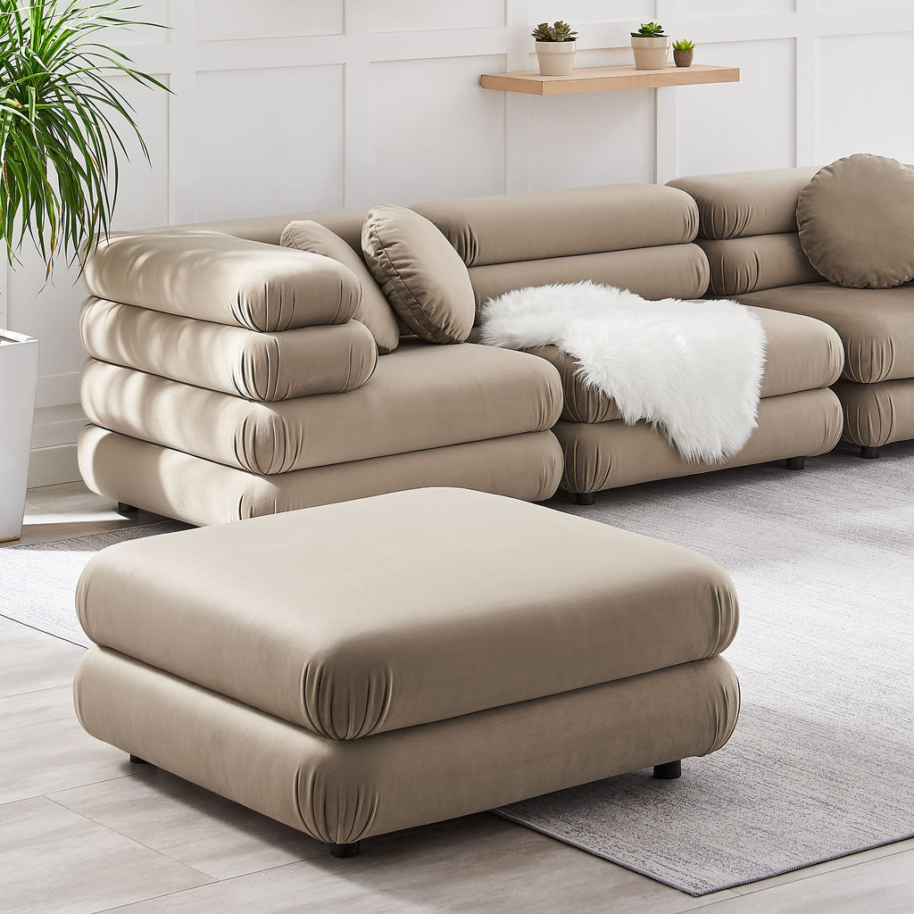 Jubilee Modular Performance Velvet Ottoman - Taupe