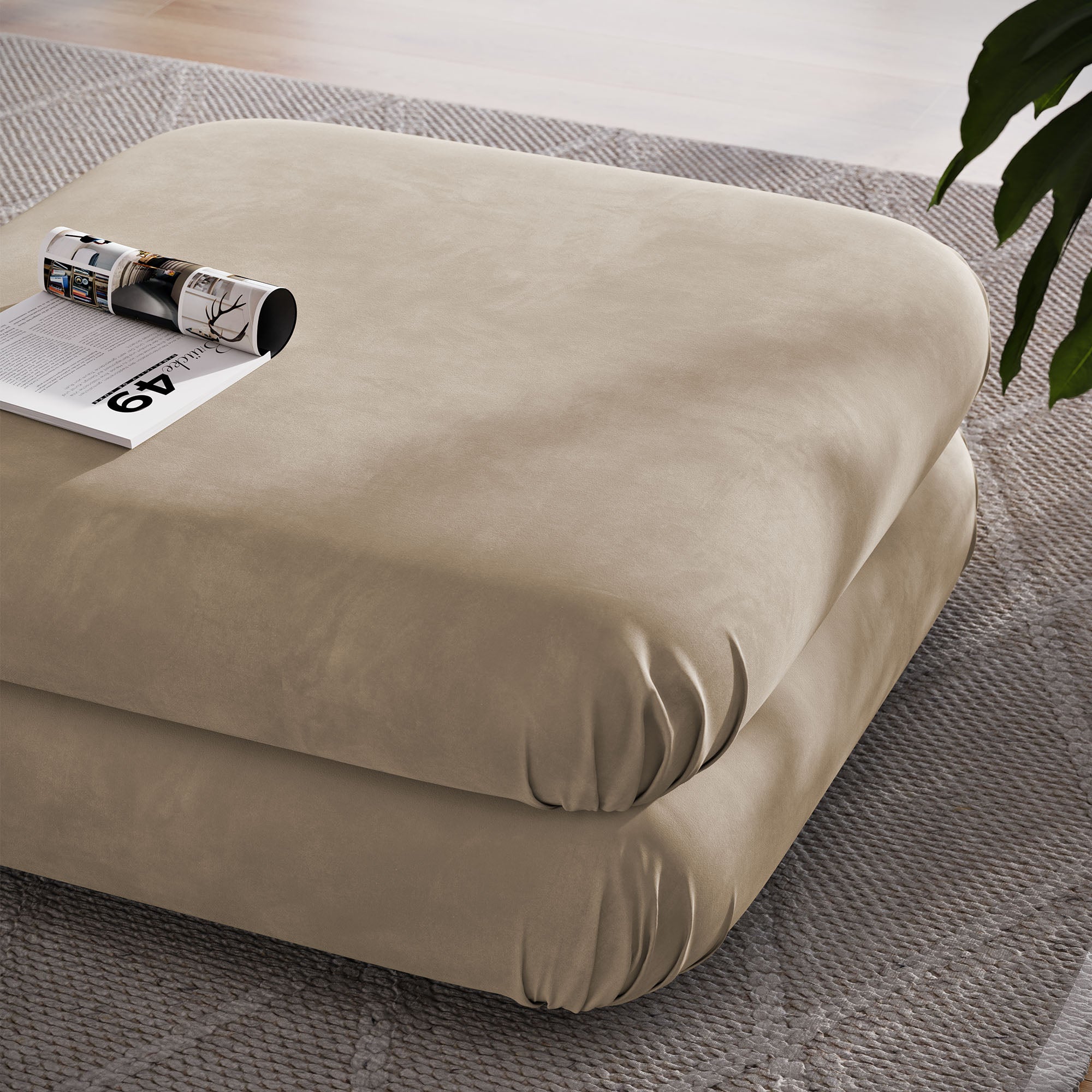 Jubilee Modular Performance Velvet Ottoman - Taupe