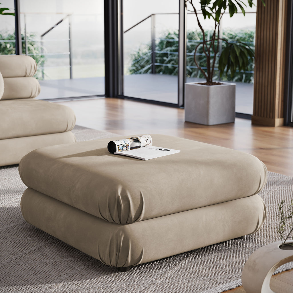 Jubilee Modular Performance Velvet Ottoman - Taupe