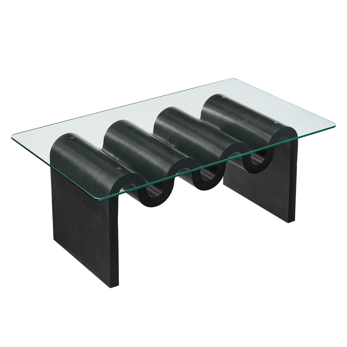 Ondine Glass Top Coffee Table - Black