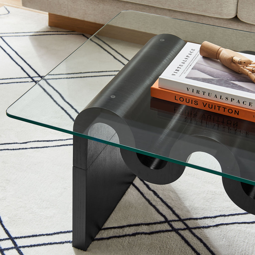 Ondine Glass Top Coffee Table - Black