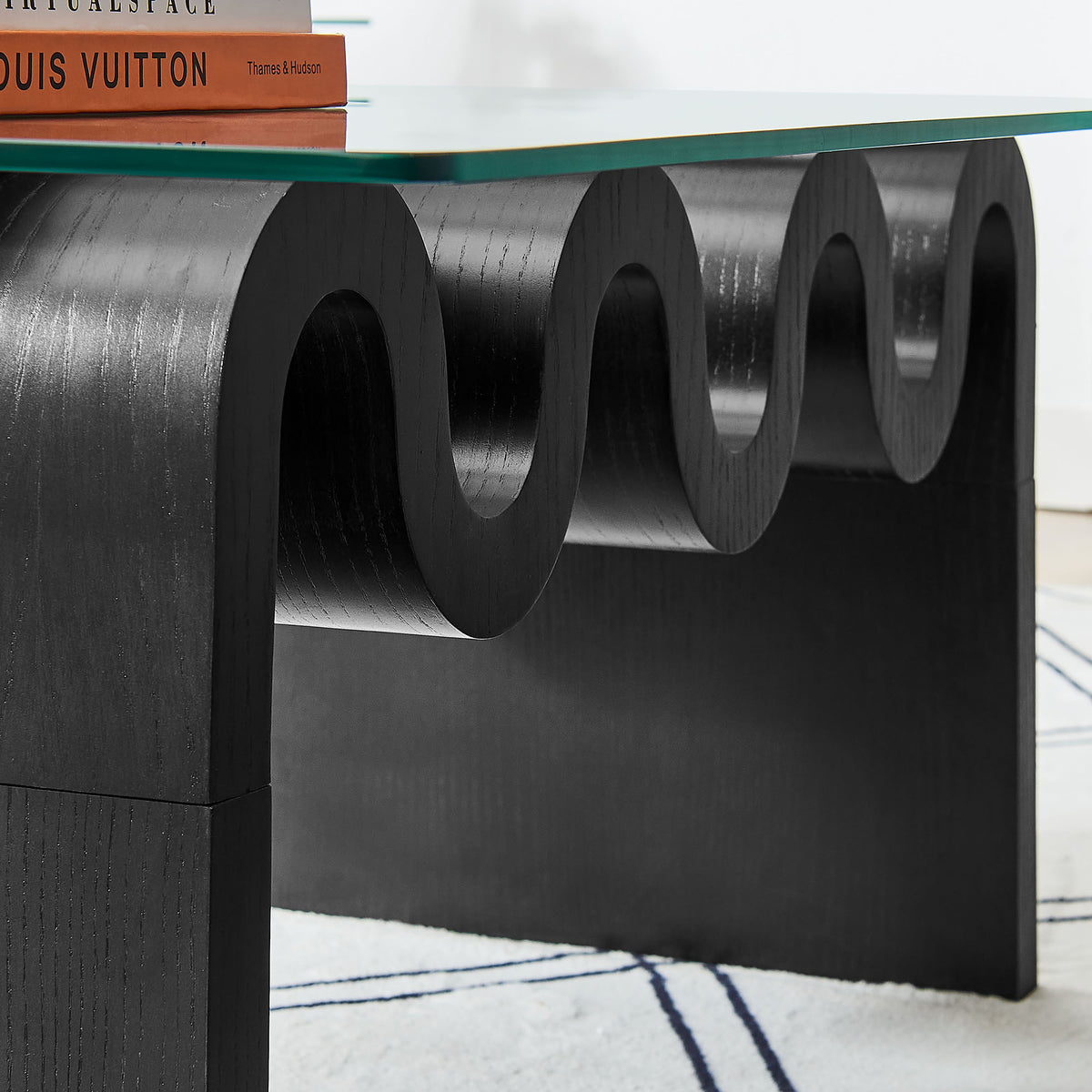Ondine Glass Top Coffee Table - Black