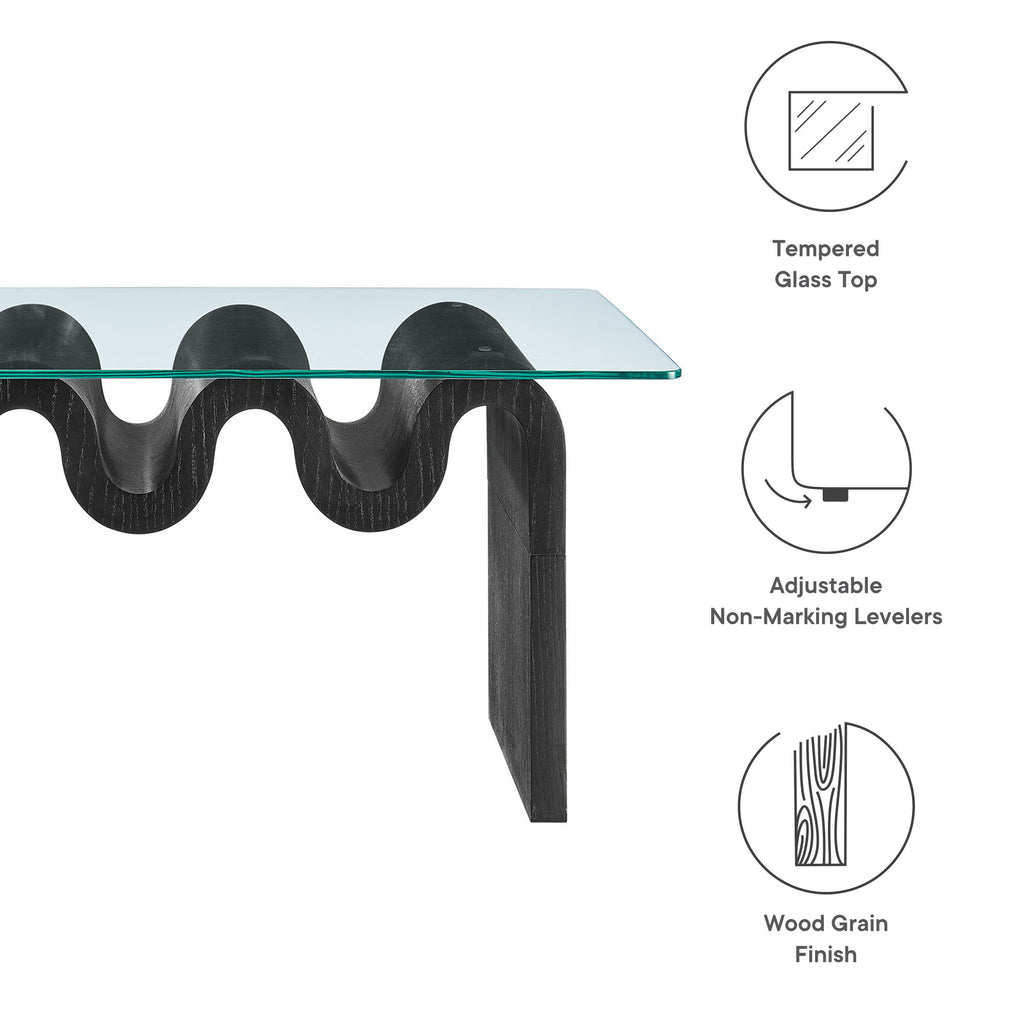 Ondine Glass Top Coffee Table - Black