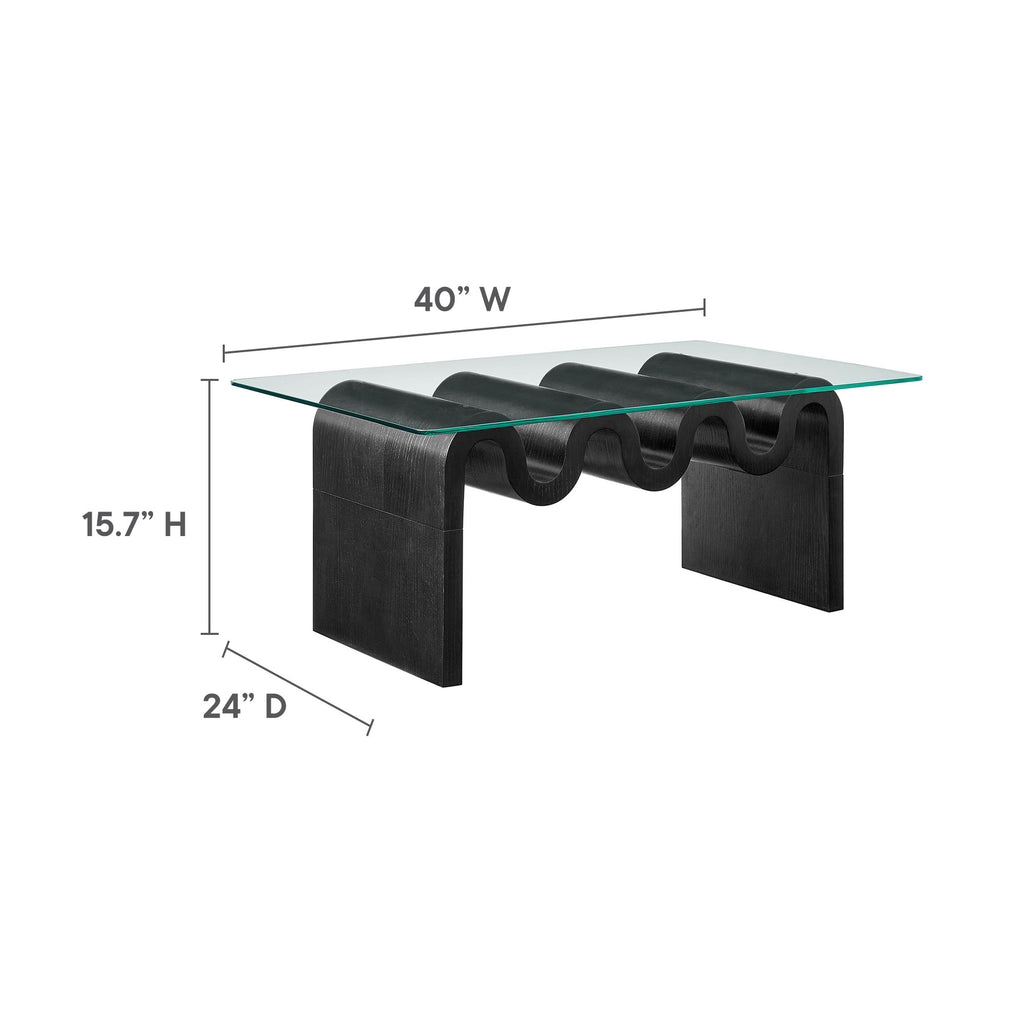 Ondine Glass Top Coffee Table - Black