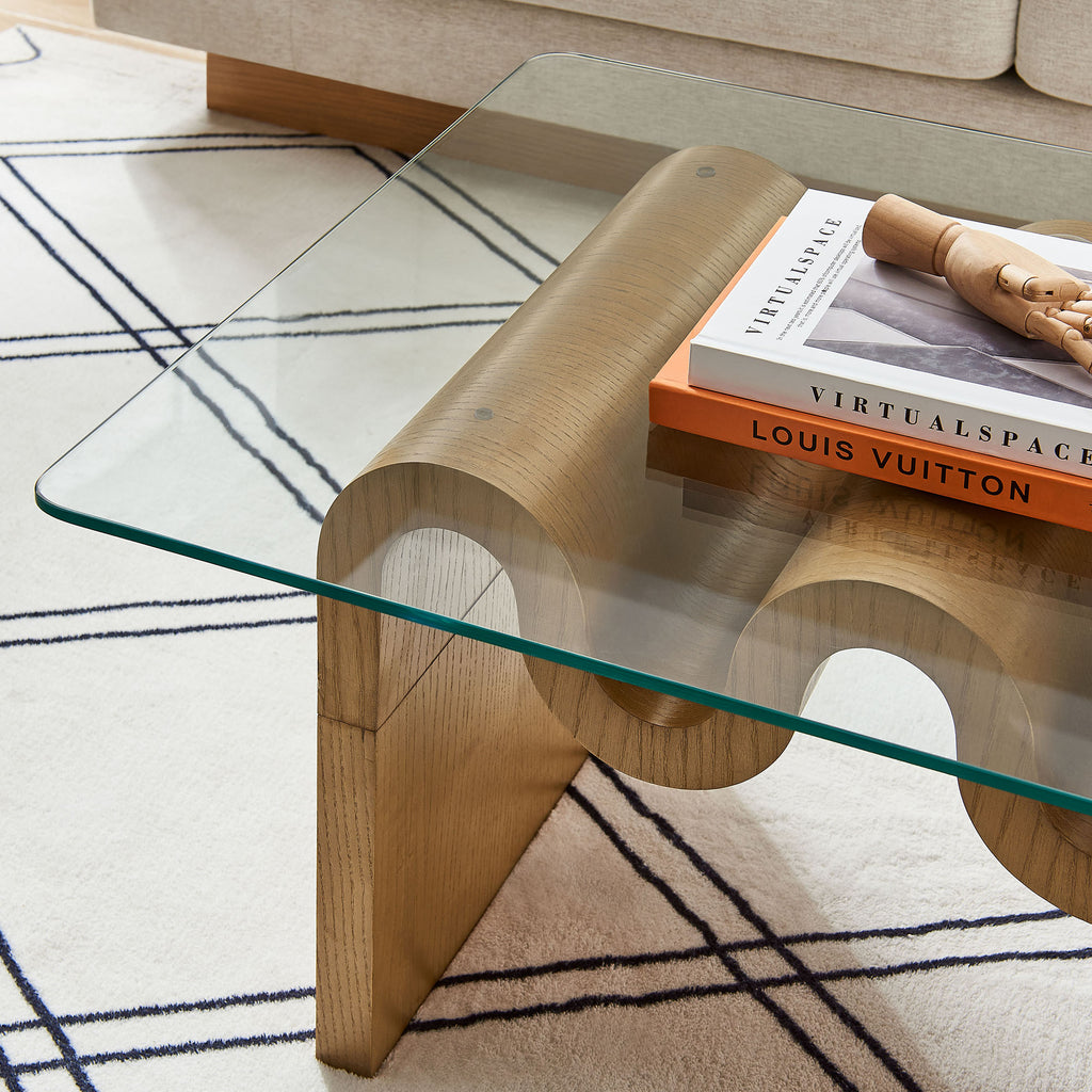 Ondine Glass Top Coffee Table - Natural