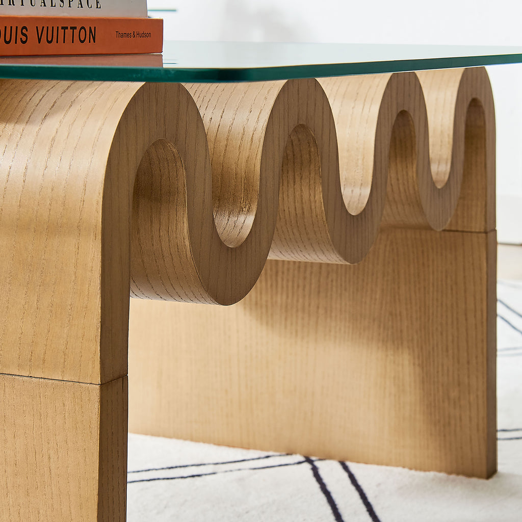 Ondine Glass Top Coffee Table - Natural