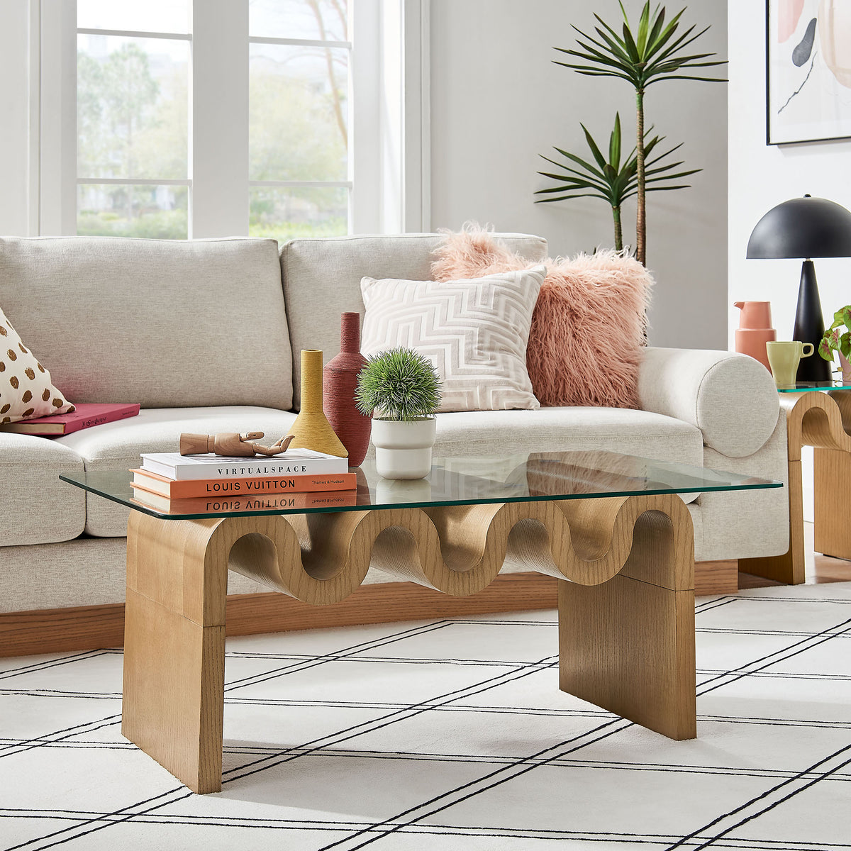 Ondine Glass Top Coffee Table - Natural