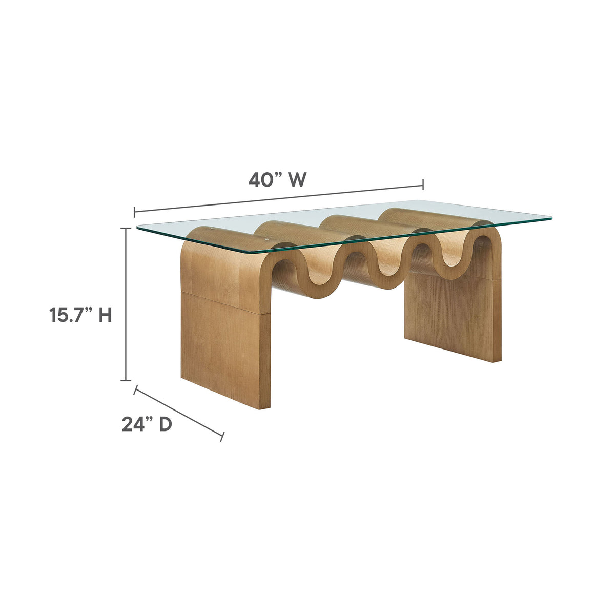 Ondine Glass Top Coffee Table - Natural