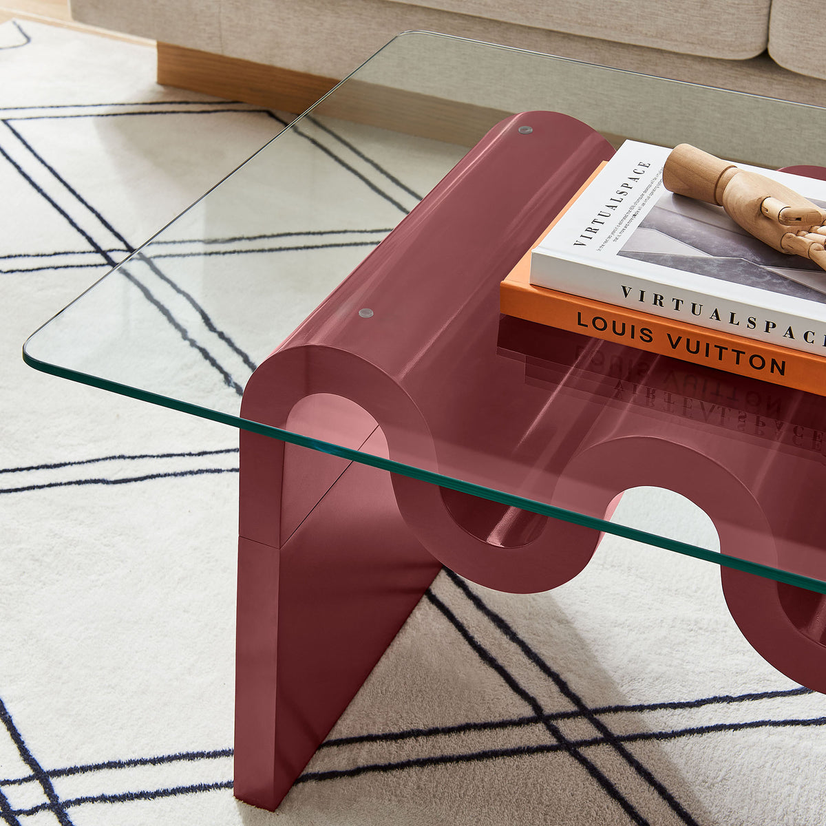 Ondine Glass Top Coffee Table - Spiced Apple