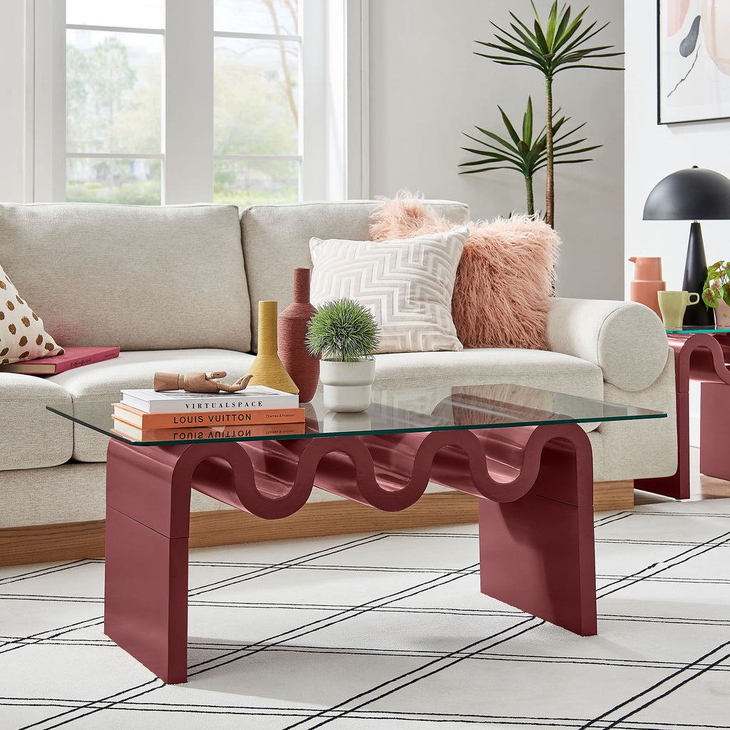 Ondine Glass Top Coffee Table - Spiced Apple