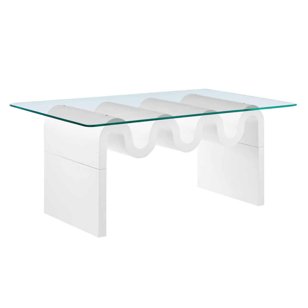 Ondine Glass Top Coffee Table - White