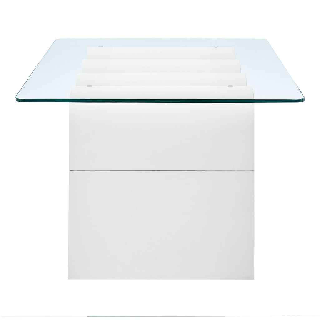 Ondine Glass Top Coffee Table - White