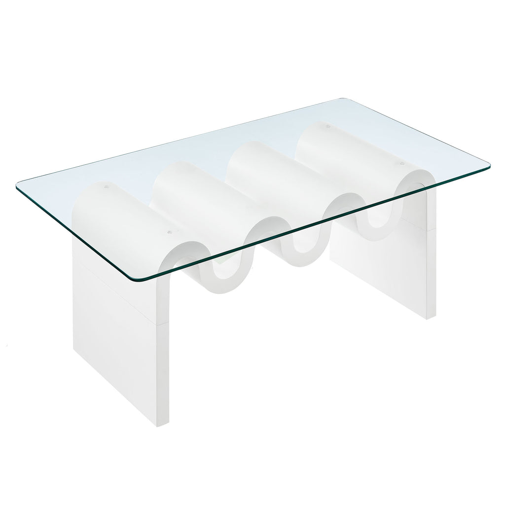 Ondine Glass Top Coffee Table - White