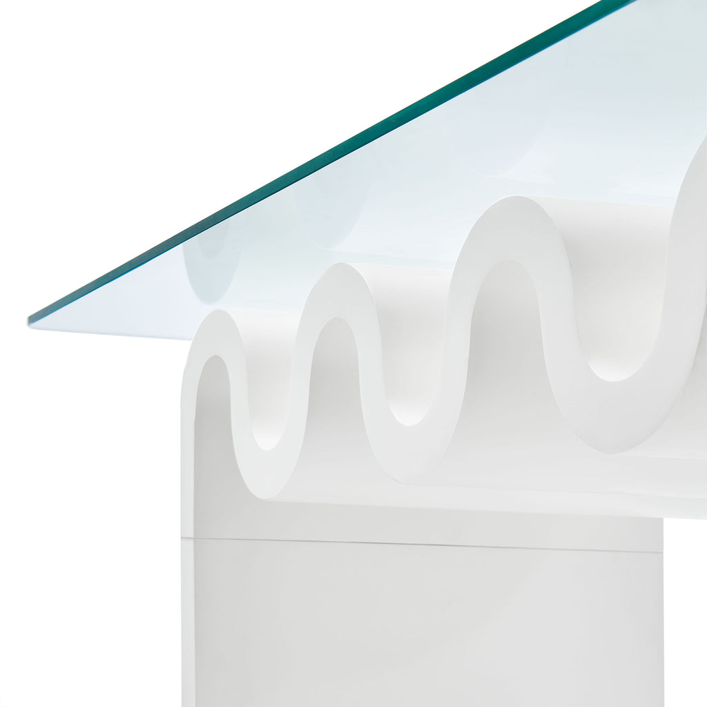 Ondine Glass Top Coffee Table - White